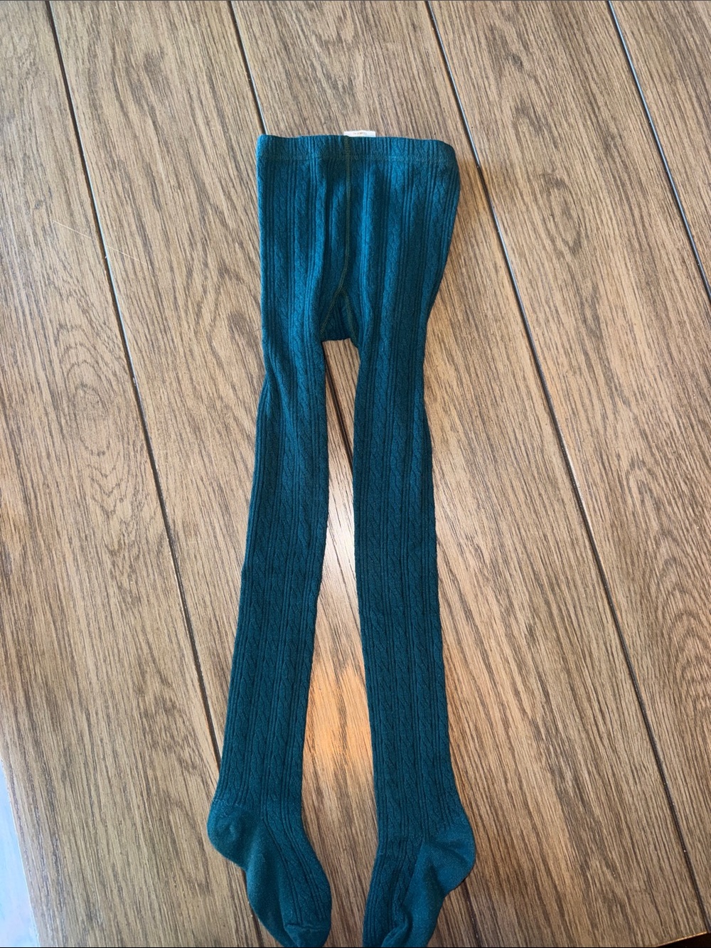 Children's Teal Cable Knit Tights